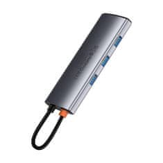 BASEUS Rozbočovač 7v1 Baseus Gleam, USB-C na 1x HDMI4K 60Hz + 3x USB3.0 + 1x PD + 1x SD/TF (šedý)