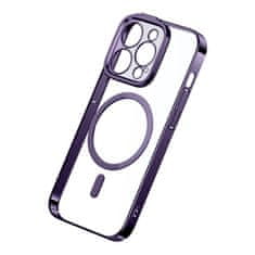 BASEUS Glitter Magnetic Case pro iPhone 14 Pro (fialový) + tvrzené sklo + čisticí sada