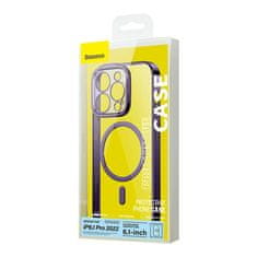 BASEUS Glitter Magnetic Case pro iPhone 14 Pro (fialový) + tvrzené sklo + čisticí sada