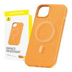 BASEUS Magnetické pouzdro pro iPhone 15 ProMax Baseus Fauxther Series (oranžové)
