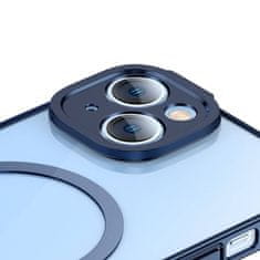 BASEUS Glitter Transparentní magnetický kryt a sada tvrzeného skla pro iPhone 14 Plus (modrý)