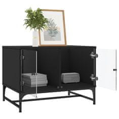 Vidaxl Konferenčný stolík so sklenenými dvierkami čierny 68,5x50x50 cm