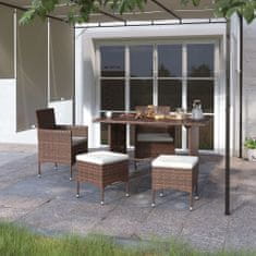 Petromila vidaXL 4-dielna záhradná súprava stoličiek a podnožiek polyratan hnedá