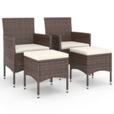 Petromila vidaXL 4-dielna záhradná súprava stoličiek a podnožiek polyratan hnedá