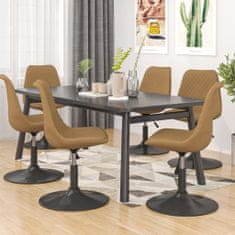 Vidaxl Otočné jedálenské stoličky 6 ks hnedé zamatové