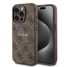 Guess Zadný kryt PU Leather 4G Colored Ring MagSafe pre iPhone 15 Pro Brown