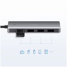 Ugreen Ugreen rozbočovač HUB USB-C - 4x USB 3.2 Gen 1 s napájacím portom USB-C sivý (CM219 70336)