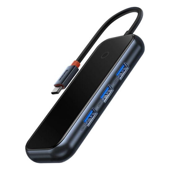 BASEUS Baseus AcmeJoy 4-portový HUB USB-C na USB-C 3x USB3.0 tmavosivý (WKJZ010013)