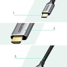 Choetech Choetech USB-C - HDMI 2.0 HUB set sivý (HUB-H12) + USB-C - HDMI kábel (3840 x 2160 @ 60Hz) 2m sivý (CH0021)