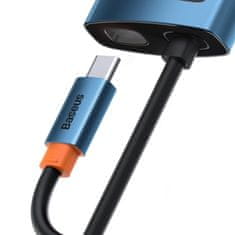 BASEUS Baseus Metal Gleam USB-C - USB-C PD 100W / HDMI / 3x USB-A 3.2 / RJ45 6 v 1 HUB - modrý