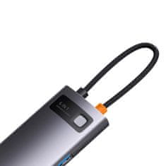 BASEUS Baseus StarJoy HUB 6v1 USB typu C - 3x USB / HDMI / RJ45 (1Gbps) / USB typu C PD sivá (WKWG080013)