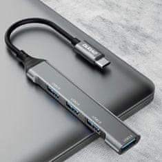 DUDAO Dudao HUB 4v1 USB-C - 4x USB-A (3 x USB2.0 / USB3.0) 6,3 cm čierny (A16T)