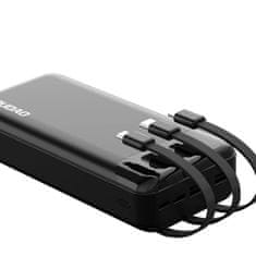 DUDAO Kapacitná powerbanka Dudao s 3 zabudovanými káblami 20000 mAh USB-C + micro USB + Lightning čierna Dudao K6Pro+