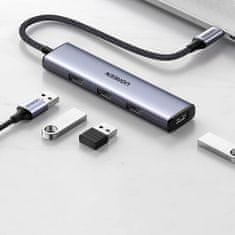 Ugreen Ugreen rozbočovač HUB USB-C - 4x USB 3.2 Gen 1 strieborný (CM473 20841)