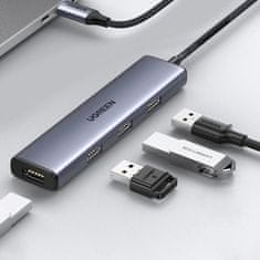 Ugreen Ugreen rozbočovač HUB USB-C - 4x USB 3.2 Gen 1 strieborný (CM473 20841)