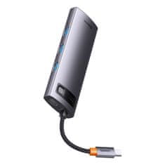 BASEUS Baseus StarJoy HUB 8v1 USB typu C - 3x USB / HDMI / RJ45 (1Gbps) / čítačka kariet SD a TF / USB typu C PD sivá (WKWG080113)