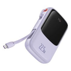 BASEUS Baseus Qpow Powerbank 10000mAh zabudovaný kábel USB typu C 22,5W Rýchlonabíjanie SCP AFC FCP fialová PPQD020105