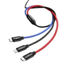 BASEUS Baseus 3v1 USB - micro USB / Lightning / USB-C kábel s nylonovým opletením 3,5A 1,2M čierny (CAMLT-BSY01)