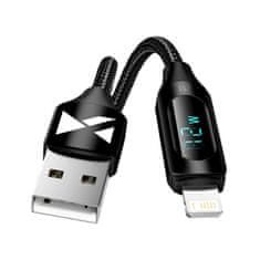 WOZINSKY Kábel USB-A - Lightning Wozinsky WUALC1 s LED displejom 2,4 A 1 m čierny