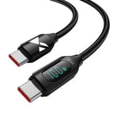WOZINSKY Kábel USB C - USB C Wozinsky WUCCC2 s displejom PD 100W 2m čierny