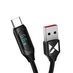 WOZINSKY Kábel USB A - USB C Wozinsky WUACC1 s displejom 66W 6A 1m čierny