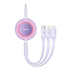 BASEUS Baseus Bright Mirror 2 3 v 1 USB-C - micro USB + Lightning + USB-C 3,5A kábel 1,1 m fialový (CAMJ010205)