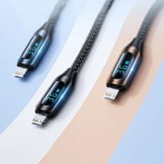 WOZINSKY Kábel USB-C - Lightning Wozinsky WUCLC2 s LED displejom 36W 2m čierny