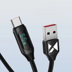 WOZINSKY Kábel USB A - USB C Wozinsky WUACC1 s displejom 66W 6A 1m čierny