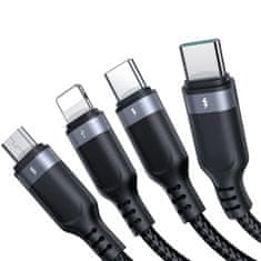 Joyroom USB 4v1 USB-A - 2 x USB-C / Lightning / 1,2 m Joyroom kábel S-1T4018A18 čierny