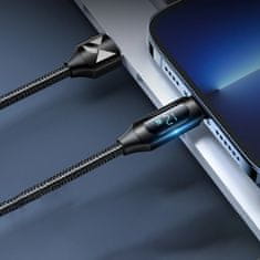 WOZINSKY Kábel USB-A - Lightning Wozinsky WUALC1 s LED displejom 2,4 A 1 m čierny