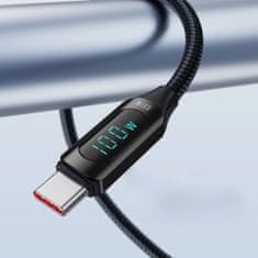 WOZINSKY Kábel USB C - USB C Wozinsky WUCCC2 s displejom PD 100W 2m čierny