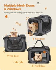 FEANDREA Prepravná taška pre psov, priedušná, kovová, textilná, sivá 60x42x42 cm