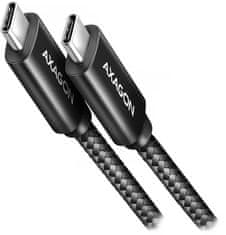 AXAGON kábel NewGEN+ USB-C - USB-C, USB4 Gen 3×2, PD 240W 5A, 8K@60Hz, ALU, opletený, 1m, čierna