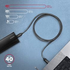 AXAGON kábel NewGEN+ USB-C - USB-C, USB4 Gen 3×2, PD 240W 5A, 8K@60Hz, ALU, opletený, 1m, čierna