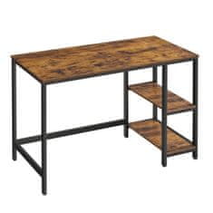VASAGLE Písací stôl s policami, vintage, čierny, hnedý 120x60x75 cm