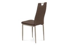 Autronic Moderná jedálenská stolička Jídelní židle, hnědá látka, kov cappuccino lesk (DCL-393 BR2)
