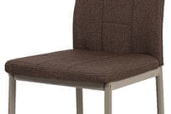 Autronic Moderná jedálenská stolička Jídelní židle, hnědá látka, kov cappuccino lesk (DCL-393 BR2)