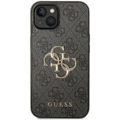 Guess Kryt na mobil 4G Metal Logo na Apple iPhone 15 Plus - šedý