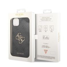 Guess Kryt na mobil 4G Metal Logo na Apple iPhone 15 Plus - šedý