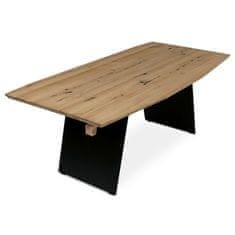 Autronic Dřevěný jídelní stůl Stůl jídelní, 200x100 cm,masiv dub, zkosená hrana, kovová noha, černý lak (DS-M200 DUB)