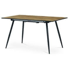 Autronic Moderní jídelní stůl Moderní jídelní stůl Jídelní stůl, 140+40x80x76 cm, MDF deska, dýha divoký dub, kov, černý lak (HT-921 OAK)