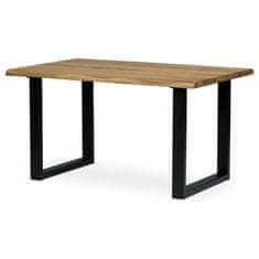 Autronic Dřevěný jídelní stůl Stůl jídelní, 140x90x75 cm, masiv dub, kovová noha ve tvaru písmene &amp;quotU&amp;quot, černý lak (DS-U140 DUB)