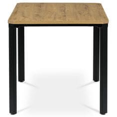 Autronic Moderní jídelní stůl Stůl jídelní,MDF deska, dýha divoký dub, kovové nohy, černý lak (AT-621 OAK)