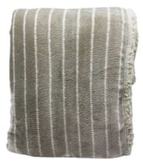Home Elements  Flanelová deka s baránkom 150 x 200 cm, svetlo šedá s prúžkom