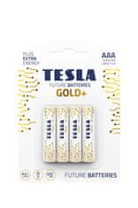 TESLA Alkalické batérie GOLD+ - 1,5 V, LR03, typ AAA, 4 ks