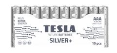 TESLA Alkalické batérie SILVER+ - 1,5 V, LR03, typ AAA, 10 ks