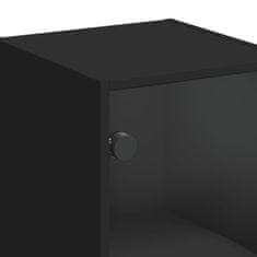 Vidaxl Bočná skrinka so sklenenými dvierkami čierna 35x37x68,5 cm