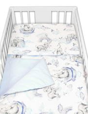 Baby Nellys 3-dielna sada mantinel s obliečkami Baby Nellys, Slon a Dúha, modra/biela, 135 x 100 cm