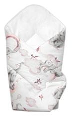 Baby Nellys 6-dielna výhod. sada s darčekom pre bábätko, 135x100 Slon a dúha, ružová/biela