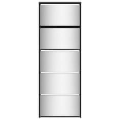 Vidaxl Botník so zrkadlom 5-poschodový čierny 63x17x169,5 cm